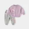 Ensembles de vêtements pour filles, automne printemps, vêtements pour enfants, vêtements de dessin animé lapin, costumes pour enfants, costumes décontractés, 2 pièces