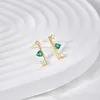 Boucles d'oreilles Karachi INS S925, argent pur, vert, amour, symétrique, mode, tempérament polyvalent