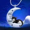 Squisita collana con ciondolo gatto Blue Moon per le donne Collana con ciondolo a mezzaluna carino regalo di gioielli di fidanzamento per la figlia G12272U