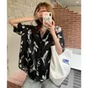 Bluzki damskie idares vintage top koreańskie odzież krótkie rękawy plus wielkości bluzki damskie koszule oversize koszulka moda bluzka 2024