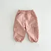 Spodnie 2024 Autumn Baby Loose Infant Boy Cargo Spodnie maluch dziewczyna harem solidne dzieci swobodne ubrania dla dzieci