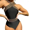 Damesbadmode Zomerbadpak Dames Mouwloze sexy bikini uit één stuk Surfkleding Zonnebrandcrème Afslankende effen strandkleding zonder rug