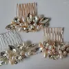 Hair Clips SLBRIDAL Handmade Trendy Alloy Crystal Rhinestones Freshwater Pearls Bridal Comb Wedding Accessories Women Jewelry