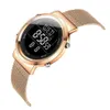 الساعات الرقمية من الفولاذ المقاوم للصدأ الساعات الرياضية الإلكترونية LED LEDADES WART WATCH FOR WOLLE CLOCK Female Wristwatch مقاومة للماء V316V