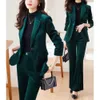 Elegancki garnitur damski Ustawia Pantitu Pantitu pojedynczy guziki Blazer Flare Pants Solid Formal Business Kurtka 2 -części