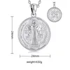 Hängen Eudora Real 925 Sterling Silver Saint Benedict Patronus Halsband Religiösa Cross Amulet Pendant för män Kvinnor Fina smycken gåva