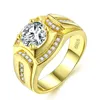 Kluster ringar guldfärg bröllop hane för män smycken kristall ring kubik zirkoniumparti anillos smycken försäljning år gåvor storlek 6-12