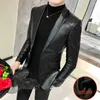 Men's Suits High Quality Autumn 2024 Winter Fashion Everything With Handsome Trend Leather Jacket Suit Single West Slim Body