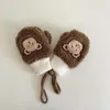 Hair Accessories Cartoon Bear Children Halterneck Mitten Baby Winter Hand Warmer Kids Soft Lamb Fleece Finger Gloves Boy Girl Thick Plush