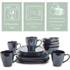 Plates 16-Piece Smooth Vintage Gloss Ceramic Stoare Square Plate Mug & Bowl Kitchen Dinnerware 16 Piece Set Navy Bluefreight Free