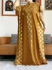 Abbigliamento etnico 2024 Abaya per le donne Abito estivo in cotone a maniche corte Stampa in oro Signora allentata Maxi Islam africano con grande sciarpa