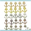 نتائج المكونات Jewelry1000pcs 14x19mm مجوهرات DIY Aessories 5 ألوان برونزية Sier Gold Color Alloy Vintage Ocean Anchor Charms265o