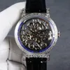 Nowa Calatrava 5180 1R Tourbillon Automatyczna męska zegarek rzeźbiony stalowa szkielet szkielet biały niebieski męski zegarek skórzane zegarki Pureti262W