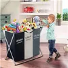 3 sektion Happsvarlig vikbar tvättkorg arrangör Stor box förvaring Tvätt Hamper Sorterar Dirty Clothes Bag Kids STOR TAIS T2321M