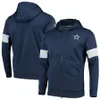 Felpa con cappuccio e zip intera Dallas''Cowboys''Men Navy Sideline Club Performance