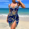 Damskie stroje kąpielowe Summer Sexy Print Jednostożowiony strój kąpielowy zamknięty damski strój kąpielowy Push Up Swimsuit Women Swimsuit plaża basenowa basen J240131