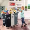 3 sections pliable pliable panier à linge organisateur grande boîte de rangement panier à linge trieur sac de vêtements sales enfants gros jouets T2229g