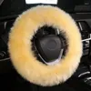 Steering Wheel Covers Long Winter Wool Leather Braid On Car Cover For 36 38 40 42CM Steering-Wheel Soft Warm Stuurhoes Volant 13 Colors