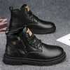 Sapatos de vestido masculino bota de motociclista inverno ao ar livre motocicleta estilo retro botas de couro homem alto superior sapatos casuais na moda all-match resistente ao desgaste88l2401