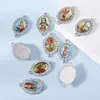 Charms YEYULIN 10pcs Religion Oval Heart Crystal Pendants Charm Christian Religious Virgin For Women Men DIY Jewelry Accessories