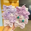 Hair Clips 10Pcs/Set Colorful Big Bow Flower Elastic Hairbands Children Girls Sweet Ties Headbands Accessories Rubber Band