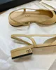 Luxurys slingbacks sandalo tacchi piatti in pelle Pompe per scarpe moca