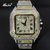 Andere Uhren MISSFOX Platinum Herrenuhr Top Luxus All Diamond Square Quarz Herrenuhr Hip Hop Ice Out Wasserdichte Uhr Geschenk 2021 J240131