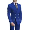 Men's Suits Fashion White Male Slim Fit 2 Pieces Double Breasted Elegant Formal Men Wedding Set Costume Homme