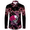 Men's Casual Shirts Halloween Pattern Autumn Beach Hawaiian Tops Floral Horror Retro Social Streetwear Long Sleeve Oversized Vintage Clothes