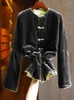 Etnische kleding 2024 retro bedrukte zijden katoenen tangsuits jas dames winter Chinese stijl knop omhoog dubbelzijdig dragen