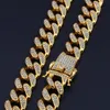 TBTK 13mm 20mm Miami Cuban Link Chain Necklace Armband Full Iced Out Rhinestones Bling Bling Hiphop Smycken för Men1253B