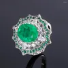 Cluster Rings Vinregem Oval 10 12 MM Lab Created Emerald Sapphire Ruby Gemstone Vintage Adjustable Ring For Women Fine Jewelry Gifts