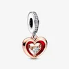 Charms 925 Sterling Silver Two-Tone Radiant Heart Dangle Charms Fit Original European Charm Armband Women Wedding Engagem231J