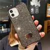 iPhone 15 Pro Max Designer Bling Phone Case for Apple 14 Plus 13 12 11 XR XS 8 7 Luxury Linestone Diamond Glitter Chromed Soft TPU Back Cover SparklingCoque Fundas Black