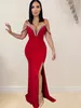 Casual Dresses Kricesseen Sparkle Off Shoulder High Slit Rhinestone fransed Long Maxi Dress Birthday Clubwear Elegant Party