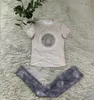 Tute da donna nuove estive Designer Set da 2 pezzi T-shirt manica corta con stampa di lettere + pantaloni pantaloni legging maglietta sexy
