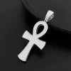 Colliers Moissanite S925 argent rond Round Ankh Cross Pendants Collier Real Diamond Iced Out Colliers For Men Women Jewelry Pass Test Free Free