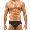 Homens Swimwear Com Push Pad Cor Sólida Sexy Malha Costura Troncos De Natação Biquíni Europeu Americano Moda Cintura Baixa Praia Surf