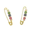 Boucles d'oreilles couleur or coloré Cz Disco perle mobile perlée épingle de sûreté boucle d'oreille magnifique Chic femmes bijoux