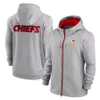 Kansas''City''Chiefs''Men Red Sideline Club Fleece Pullover Full-Zip Hoodie