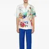 24ss Nieuw Casablanca Hawaii strandshirt Heren en Dames Nieuw Lucid Dreams Island Landschap Kleur Temperament Satijn Shirt met korte mouwen CASABLANCA