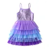 Sukienki dla dziewczynek Vikita 2024 Sukienka księżniczka dla dziewcząt letnie dzieci urodziny