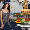 Princess Navy 2024 Blu Off spalla Quinceanera Abiti Appliques perle in pizzo festa dolce 16 abito da ballo Vestidos de 15 anos
