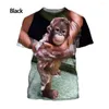 Men's T Shirts 3D Printed Shirt Animals Orangutan/monkey Casual Short Sleeve O-neck Summer