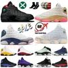 Con scatola 13 Scarpe da basket di grano donna uomo 13s Bianco Lupo Grigio Nero Gatto Wallace Momenti decisivi Hyper Royal Storia del volo Pied de poule CNY Sneakers Trainer