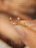 Pierścienie klastra TJ2024 nr 0161 Pure 18K Gold Jewelry Nature White 0,025ct Diamonds Kampiony Kobieta dla kobiet cienki pierścień