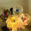 LED LUMINY BALLOON ROSE BOUQUET Transparent Bobo Ball Rose Walentynki Prezent Urodziny Dekoracja przyjęcia weselnego Balony 2423