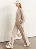 Kvinnors tvådelar byxor amii minimalism kvinnor tröja 2024 vinter snygga mode varma tröjor avslappnad rak ben separat