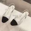 High Quality Slingback thick Sandals pumps chunky block Heels flats Circular toe Womens luxury designers leather sole wedding Dress office shoes 35-42