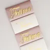 12x Personalized Acrylic Gold Mirror Laser Cut Names Baby Name Tags Place Cards Wedding Table Decor Favor Chocolate Baptism Box 20235i